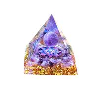 Syzplnwy Moonstone & Amethyst Orgone Pyramid - Chakra Healing Energy Generator for Positive Vibes, Meditation & Home Decor Spiritual Gift for Women (A-Violet)