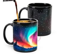 Syzplnwy Northern Lights Magic Mug, Aurora Borealis Colour Changing Ceramic Cup, Heat Activated Design Novelty Gift 350ml
