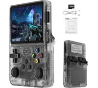 Syzplnwy R36S Retro Handheld Game Console with 3.5 Inch IPS Screen, 3500mAh Battery, 64GB TF Card, 15,000+ Games, Open Source Linux System for Teens & Adults, Black