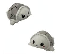 Syzplnwy Reversible Turtle Plush Toy - Green Flippable Mood Sensory Stuffed Animal for All Ages, Super Soft & Cute Fidget Friend(Grey)