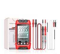 SZ02 Smart Digital Multimeter 9999 Count True RMS Auto Range Capacitance Meter with Voltage Current Resistance Continuity Diode Frequency Temperature NCV Detection LCD Backlight Display (red-SZ02)