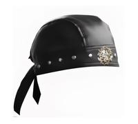(SZ06) Black Leather Skull Bandana Motorcycle Helmet - Edgy Halloween Gift for Urban Biker Cosplay