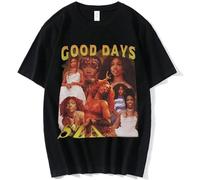 SZA Good Days Graphic T-Shirts 90s Hip Hop Vintage Rapper Gothic T Shirt Summer Men Clothes Tee Shirt Streetwear Black
