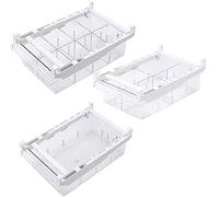 Szaerfa Fridge Drawer Organiser, Fridge Organiser Storage Box, Pull out Clear Freezer Organiser Container Bin, Fridge Shelf Holder Storage Box for Eggs, Vegetables, Fruits (A(1grid))
