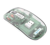 Szaerfa Wireless Bluetooth Transparent Gaming Mouse,with RGB Light,Silent Click,Clear Rechargeable Computer Mice Accessories for PC Gamer Notebook Laptop Win Mac,Gift for Girl Boy (Green)