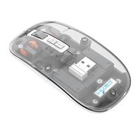 Szaerfa Wireless Bluetooth Transparent Gaming Mouse,with RGB Light,Silent Click,Clear Rechargeable Computer Mice Accessories for PC Gamer Notebook Laptop Win Mac,Gift for Girl Boy (Gray)