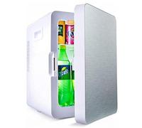 SZAJOR 20L Small Portable Fridge, Car and Home Dual Use Mini Fridge, with Cooling and Heating Function, for Drinks, Beer, Fruits, Home and Travel,Silver