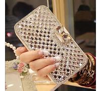 Szakdws Bling Wallet Case for Samsung Galaxy S24 FE 5G Woman Diamond PU Leather Flip Folio Stand Mobile Phone Case with Card Holder, 3D Sparkling Crystal Bow Knot Magnetic Buckle