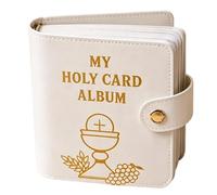 szaluyk Catholic Prayer Card Case - Pu Leather Button Wallet | Holy Card Display Book - 40 Pockets Handheld Gathering Cover - Memorial Scripture Album for Funeral Devotion Chapel Mass
