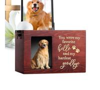 szaluyk Pet Urn With Photo | Wooden Dog Cat Ashes Box | Cremation For Medium Large Breeds, Keepsake Memory Dogs Cats, Memorial Loss Of, Indoor Home Display