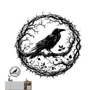 szaluyk Raven Crow Metal Wall Decor | Stained Glass Window Hanging with Tree Branch Design | Gothic Bird Silhouette Metal Art for Living Room, Bedroom, or Indoor Wall Decoration