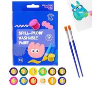 szaluyk Washable Paint Set - 12 Colors Safe, Spill Proof Acrylic Kit, Vibrant Design Supporting Creative Art | Kids Beginners Students Painting Pumpkin Rock Glass Outdoor Indoor Party Classroom Use