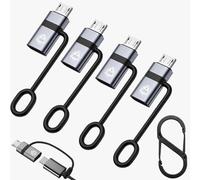 SZAWINLI USB Gray C to Micro USB Adapter,Type C Female to Micro USB Male Adapter,Suitable for Samsung Galaxy S6/S7 Edge,LG Nexus 4/5/6 and Other Devices(4 Pack)