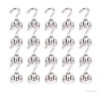 SZAXCCOM 20 Pack Strong Magnetic Hooks Heavy Duty 20mm Magnets with Hook for Cruise Cabin Kitchen Fridge Classroom Office Camping Silver