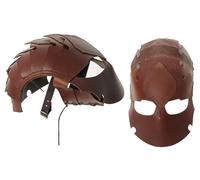 SZCO Leather Viking Helmet for Men - Handmade Top Grain Leather Medieval Helmet with Face Shield and Chin Strap - Viking Helmet, Knight Helmet for LARP, Cosplay, & Reenactments