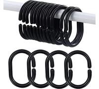 SZCXDKJ 12 Pieces of Bathroom Shower Window Rod Plastic Shower Curtain Ring Hook Sliding Curtain Ring (black)