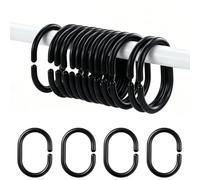 SZCXDKJ 12 Pieces of Bathroom Shower Window Rod Plastic Shower Curtain Ring Hook Sliding Curtain Ring (black)