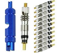 SZCXDKJ 12pcs Presta Valve Cores, Replacement Bicycle Presta Valve Remover Tool Kit, Copper Tubeless Presta Valve Core For Universal Road Bike Car Includes Valve Wrench