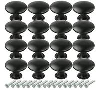 SZCXDKJ 16 Pcs 30mm Black Cupboard Knobs, Kitchen Cupboard Handles Cabinet Door Knobs, Vintage Matted Round Drawers Cupboard with 16 Screws for Drawer Wardrobe Cupboard Door