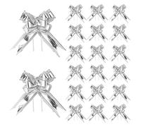 SZCXDKJ 20 Pack Silver Pull Bows Gift Wrapping Bows Large Organza Present Pull Bow for Present Wedding Car Gift Baskets Christmas Wedding Party Decoration