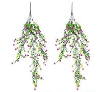 SZCXDKJ 2pcs Artificial Hanging Flowers,Artificial Hanging Baskets,UV-Resistant Fake Hanging Plants Flower,Bouquet Hanging Vine Plants For Outdoor Home Wedding Garden Yard Decoration (Fuchsia)