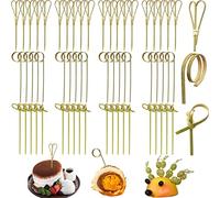SZCXDKJ 300 Pieces Disposable Cocktail Sticks Japaneses Style Bamboo Knotted Skewers Food Picks Toothpicks with Twisted Ends Canape Sticks for Nibbles Sandwich Appetisers, 12cm (4.7 inches)