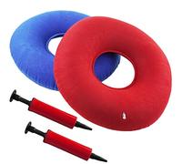 SZCXDKJ Donut Cushion,Donut Ring Cushion for Pressure Relief,2 Pack with 2 Colors(Red and Blue),Cushion with 2 Pumps Inflatable Donut Seat Cushion for Home Office and Car(40x10cm)