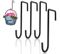 SZCXDKJ Hanging Basket Brackets 4pcs Black Fence Hooks Heavy Duty Steel Wall Plant Hangers for Indoor Outdoor Hanging Lantern, Bird Feeder, Bags, Wind Chimes, Garden Decoration