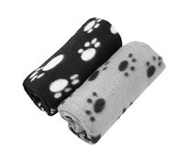 SZCXDKJ Pack of 2 Cute Paw Print Blanket 60 x 70 cm Puppy Dog Blanket Pet Blankets Small Animals Blanket for Small Animals, Black, Grey