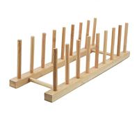 SZCXDKJ Plate Rack Holder for Kitchen Cupboards Bamboo Wooden Chopping Board Tray Dish Rack Stand Drainers, Kitchen Cabinet Organizer for Plate/Cup/Pot Lid (1, 8 slots)