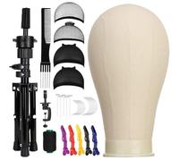 SZCY LLC 23 inch Canvas Block Wig Head with Wig Stand Tripod,Manikin Head Block Set for Wigs Making Display