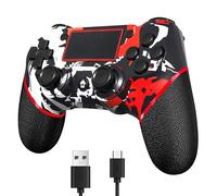 SZDILONG Upgraded Wireless Controller for Ps4 Gamepad Compatible with Ps4/Pro/Slim/Windows PC,Joystick for PS4 with Touchpad/Stereo Headphone Jack/Six-axis Motion Control/Charging Cable (Flame Red)