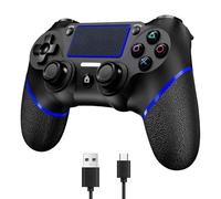 SZDILONG Upgraded Wireless Controller for Ps4 Gamepad Compatible with Ps4/Pro/Slim/Windows PC,Joystick for PS4 with Touchpad/Stereo Headphone Jack/Six-axis Motion Control/Charging Cable (Blue Black)