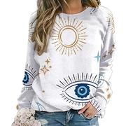 SZDIZOWE Evil Eye Seamless Print Pullover Long Sleeve Crew Neck Sweatshirt Casual Cute Pullover Top, Evil Eye Seamless, XXL