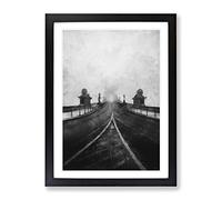 Szechenyi Chain Bridge In Budapest Painting Modern Framed Print | A3 Black Framed Wall Art | Ready to Hang | Modern Cityscape Picture | Living Room Bedroom Lounge Office