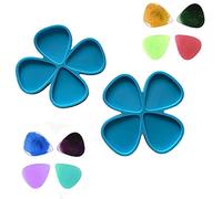 Szecl 2Pcs 8 Cavities Guitar Picks Resin Casting Mold Blue Thin Guitar Picks Acoustic Beginner Making Tool Guitar Thumb and Finger Picks Silicone Mould Guitar Picks for Electric Guitar