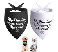 SZEE 2 Pack Dog Wedding Bandanas, Wedding or Engagement Gift for Couples, Engagement Party Decorations, My Humans are Getting Married Dog Bandanas, Bridal Shower Gifts for Bride (White & Black, S)