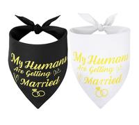 SZEE 2 Pack My Humans are Getting Married Dog Bandanas, Wedding or Engagement Gift for Couples, Dog Wedding Bandanas, Bridal Shower Gifts for Bride, Engagement Party Decorations (Gold, L)