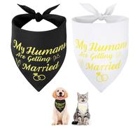 SZEE 2 Pack My Humans are Getting Married Dog Bandanas, Wedding or Engagement Gift for Couples, Dog Wedding Bandanas, Bridal Shower Gifts for Bride, Engagement Party Decorations (Gold, S)