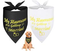 SZEE 2 Pack My Humans are Getting Married Dog Bandanas, Wedding or Engagement Gift for Couples, Dog Wedding Bandanas, Bridal Shower Gifts for Bride, Engagement Party Decorations (Gold, XL)