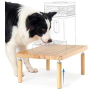 SZEE Adjustable Dog Food Stand, Raised Dog Bowl Stand for Large Breeds, Elevates from 18 to 20.6cm, Relieves Spine and Joints on Pets (L, Solid Wood)