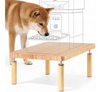 SZEE Adjustable Dog Food Stand, Raised Dog Bowl Stand for Medium Breeds, Elevates from 5 1/2" to 6 3/4", Relieves Spine and Joints on Pets (M, Solid Wood)