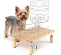 SZEE Adjustable Dog Food Stand, Raised Dog Bowl Stand for Small Breeds, Elevates Form 3 3/8" to 4 5/8", Relieves Spine and Joints on Pets (S, Solid Wood)
