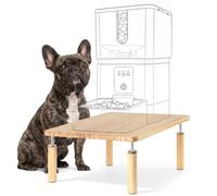SZEE Adjustable Dog Food Stand, Raised Dog Feeder Stand for Medium Breeds, Elevates from 14 to 17.2 cm, Relieves Spine and Joints on Pets (M, Solid Wood)