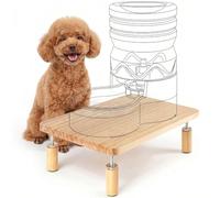 SZEE Adjustable Dog Food Stand, Raised Dog Feeder Stand for Small Breeds, Elevates form 8.6 to 11.7cm, Relieves Spine and Joints on Pets (S, Solid Wood)