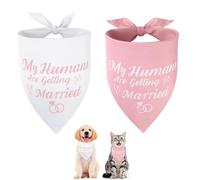 SZEE Bridal Shower Gifts for Bride, 2 Pack My Humans are Getting Married Dog Bandanas, Wedding or Engagement Gift for Couples, Dog Wedding Bandanas, Engagement Party Decorations (Pink & White, S)