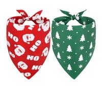 SZEE Christmas Dog Bandanas, 2PCS Santa Claus and Christmas Tree Double-Layer Dog Scarf for Large and Extra Large Dogs, Funny Christmas Dog Costumes for Holiday, Photo Prop, Parties (XL, Red & Green)
