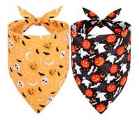 SZEE Halloween Dog Bandana for Dogs, Gift Decoration with Pumpkin Motif, Headscarves, Washable Dog Bandanas for Small/Medium/Large Dogs and Cats, Pet, Orange + Black, XL