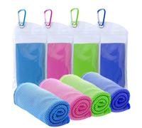SZELAM [4 Pack] Cooling Towel (40”x 12”) Sweat Towel, Cool Rags Neck, Ice Towel Sport, Yoga, Trip, Beach, Camping, Cruise, Gym and More, Wet Towels Cool Down Neck, Sky Blue/Rose Red/Green/Royal Blue