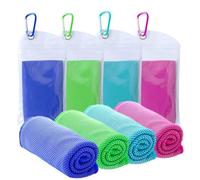 SZELAM [4 Pack] Cooling Towel (40inchesx 12inches) Sweat Towel, Cool Rags for Neck, Ice Towel Wet Towels Cool Down for Neck Royal Blue/Green/Lake Blue/Rose Red